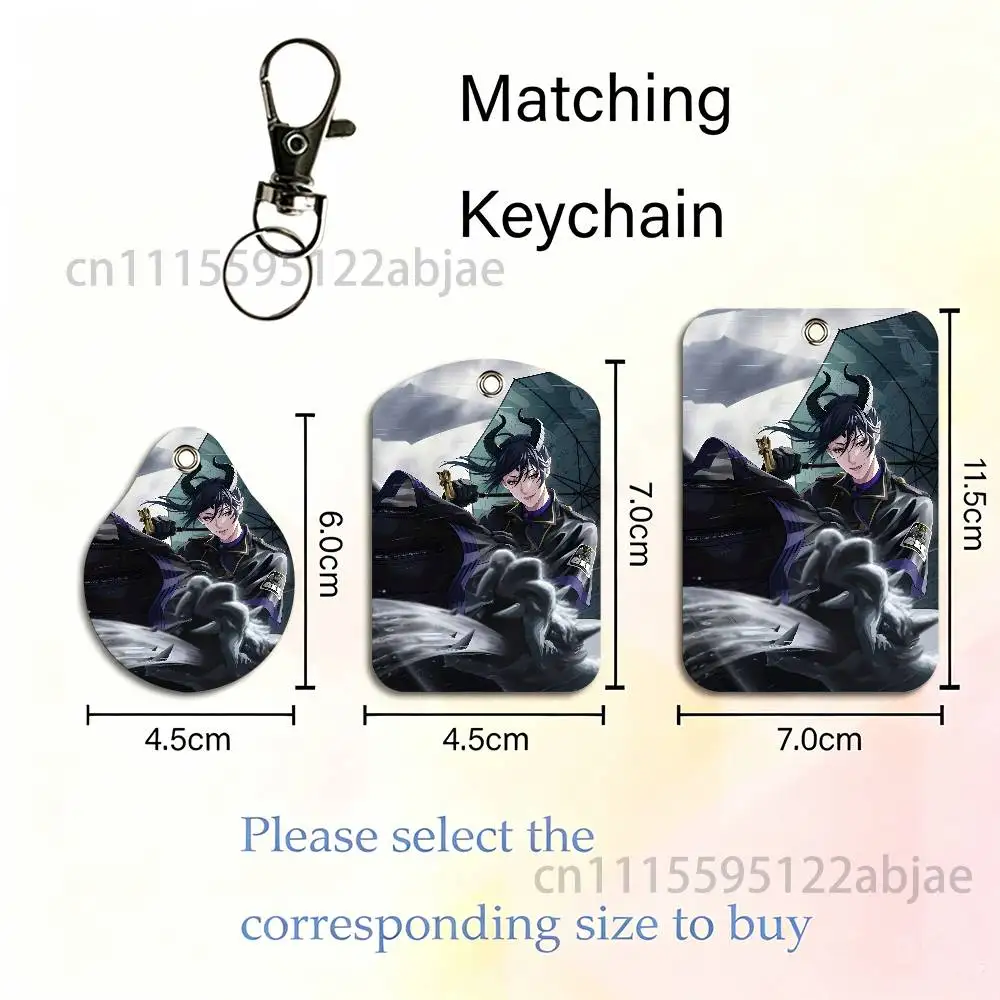 M-Malleus Draconia Rectangle ID Card Case Keychain Access Card Bag Key Tag Ring Leather Card Holder Key Ring