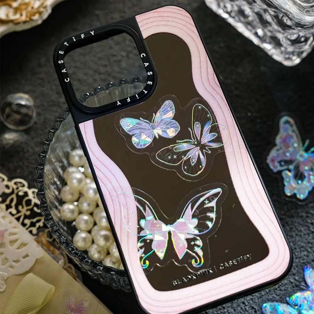 DIY Crafts Fantasy Butterfly Sticker Handmade Aesthetic Ice Crystal Collage Decals Decorative Shiny Holographic Laser Sticker