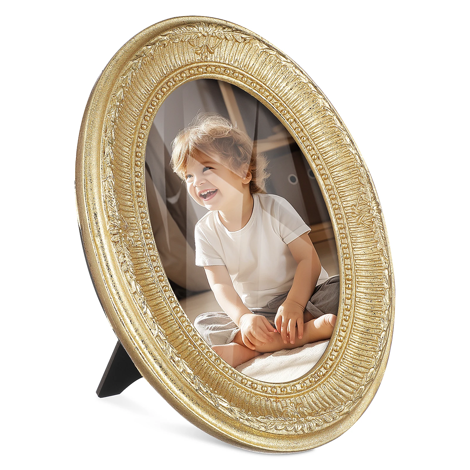 

Retro Gold Resin Photo Frame Glossy Oval Vintage Picture Frames Home Decor Display Fancy Valentine's Day DIY Ornament