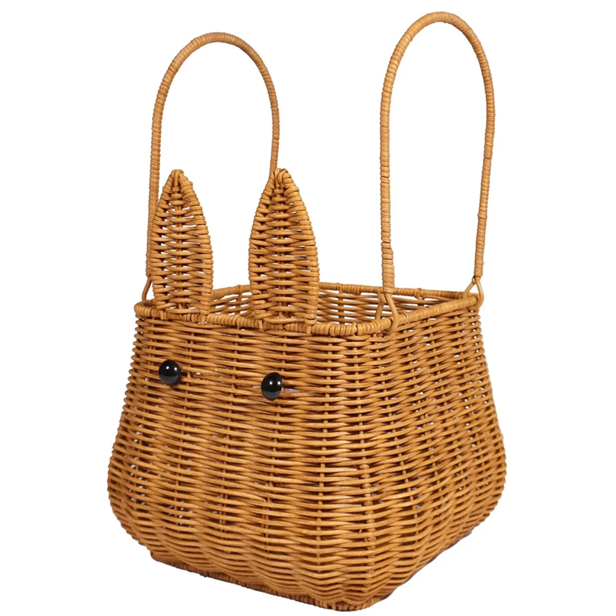 Rattan Basket with Handle, Egg Basket Woven Flower Girl Bread Fruit Vegetable Basket Wicker Toy Picnic Basket