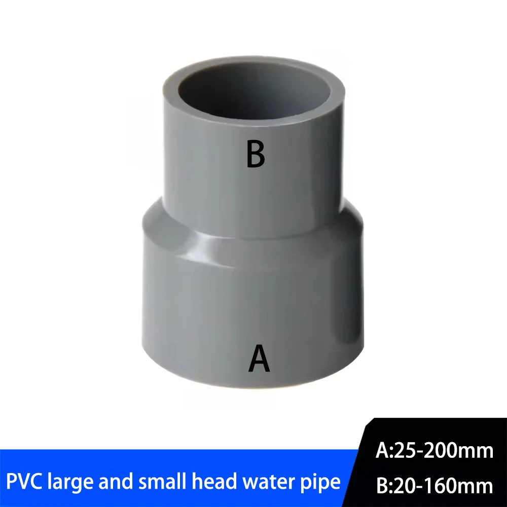 

20/25/32/40~200mm Grey PVC Straight Reducing Connector Water Pipe Fitting Garden Irrigation Water Tube Jointor Aquarium Adapter