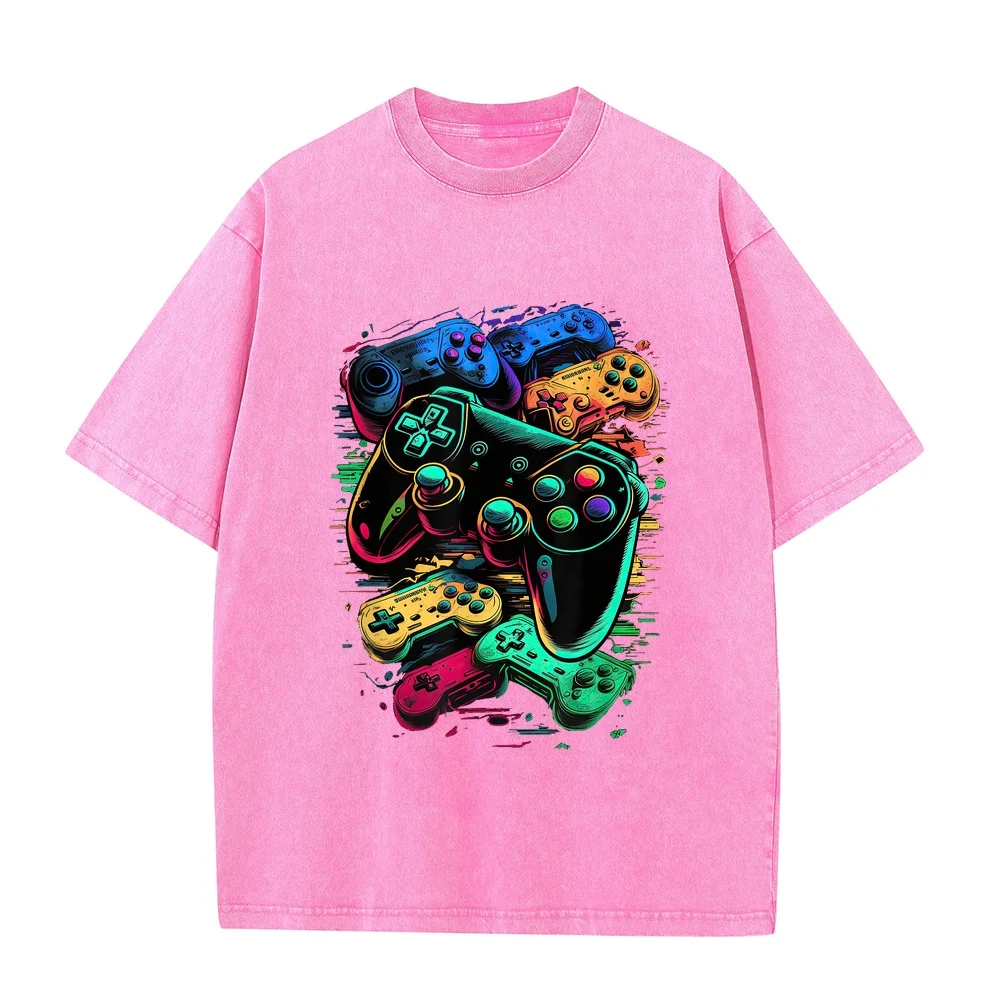 Control Gamer Video Game Controller T-Shirt Japanese Vintage Clothes Korean Reviews Many Graphic Print Unisex Cotton T Shirt