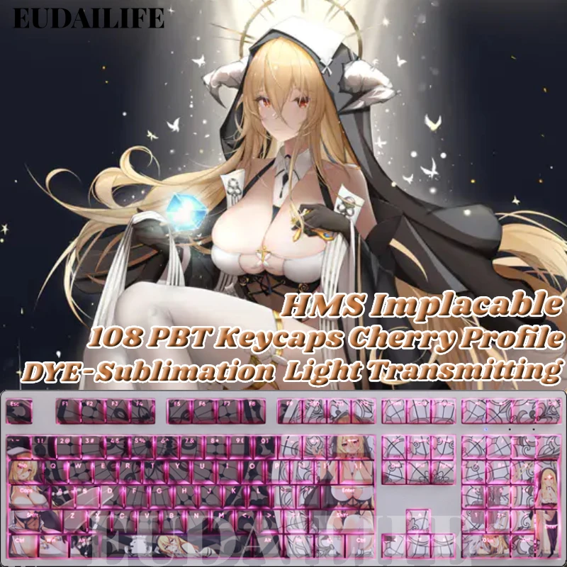 

HMS Implacable 108 Keycap PBT DYE Sublimation Azur Lane Light Transmitting Cherry Switch Cross Key Cover for Mechanical Keyboard