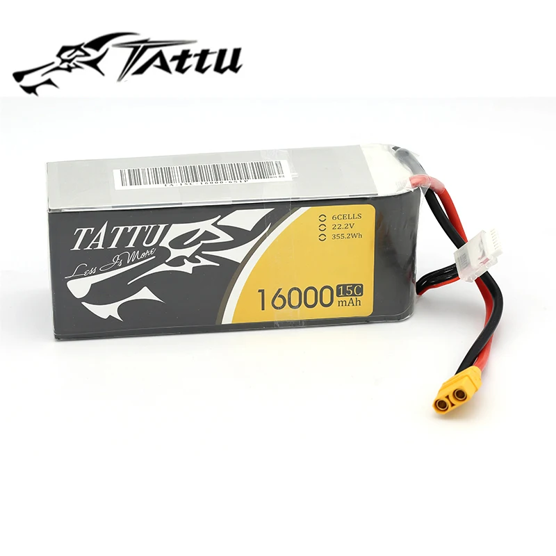 TATTU 16000mAh 22.2V 6S LiPO Battery 15C for Big Load Multirotor Hexacopter for agricultural drone/ UAV drone