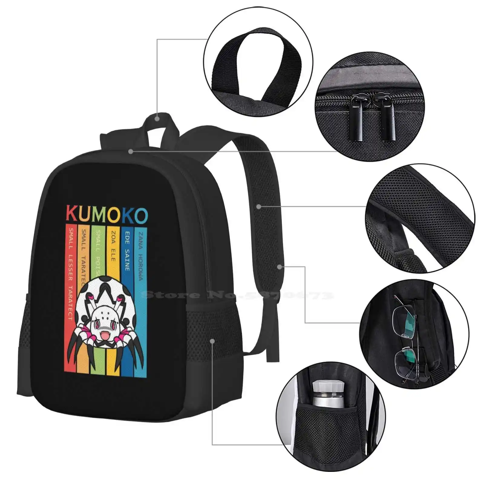 Kumoko, así que soy una araña, ¿qué? Mochila de Anime Kumo Desu Ga Nani Ka para estudiantes, bolsa de viaje para ordenador portátil escolar, Kumoko So Im A