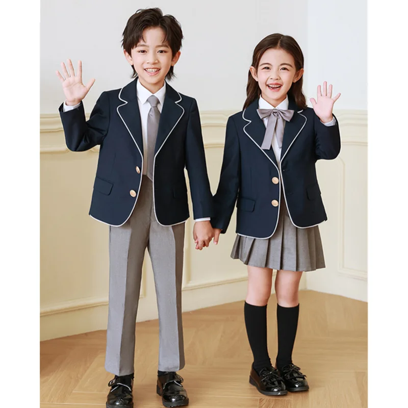 2024 Clibeso Formal Suit Sets for Children Kids British Style Kindergarten Uniforms Sisters and Brothers Matching Outfits 5 Pcs