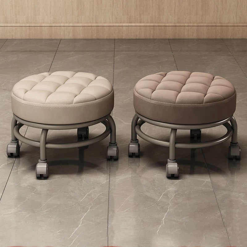 Salon Small Game Pulley Round Stool Modern Pedicure Chair Patio Low Stools Leather Nail Comfortable Shoes Stool Office Footstool
