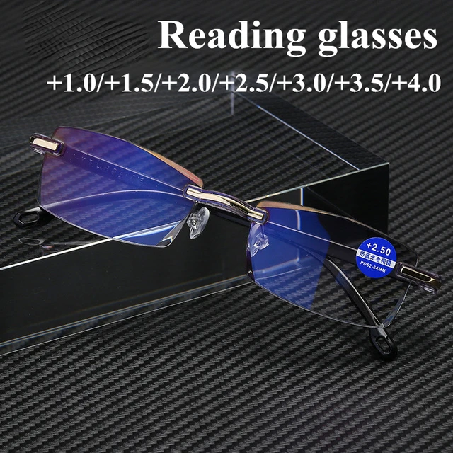 Gafas de lectura sin marco para hombre y mujer, lentes de luz azul para ordenador, ultraligeras para presbicia - AliExpress