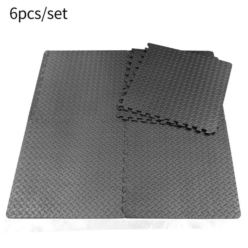 6Pcs/set 60x60cm EVA Foam Exercise Gym Flooring Play Mat Kids Room Game Floor Cushion Indoor Travel Black Puzzle Mat