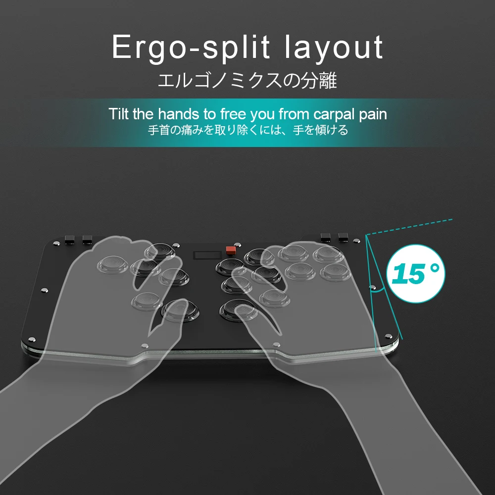 Duelpad Zen16  Ergonomic Leverless Controller Based On GP2040-CE Ergo-split All-button/Stickless/Arcade Controller For PC/NS/PS4