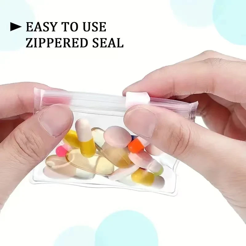 EVA Medication Bag Zipper Bag Food Grade Plastic Self Sealing Small Pill Bag Separate Packaging Mini Pill Case Pillbox Travel