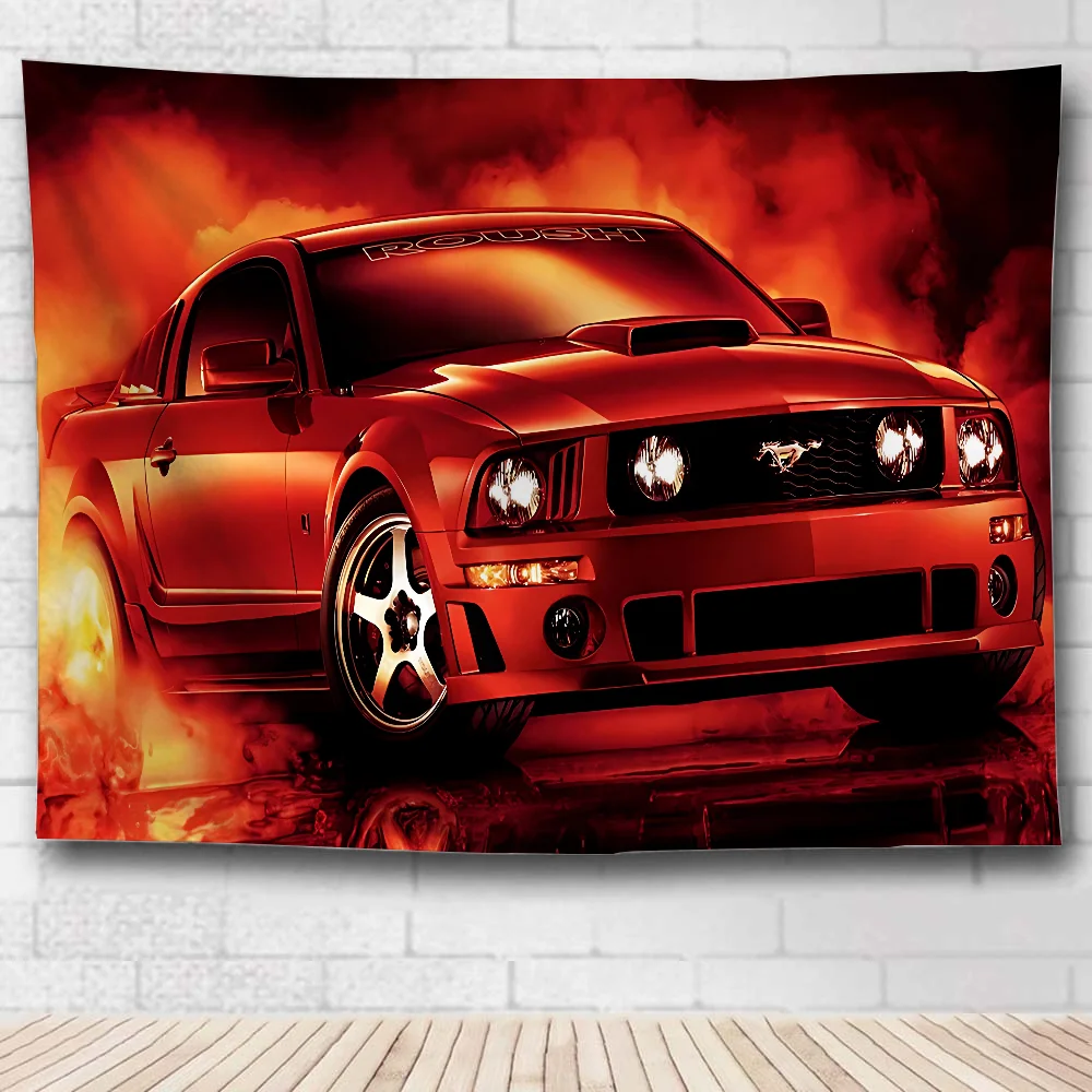 F-Fords Car M-MustangS Flag Hand Pulled Flag to Hang Stall Cloth,Advertising Cloth,Class,Camping,Birthday Party DIY Banners