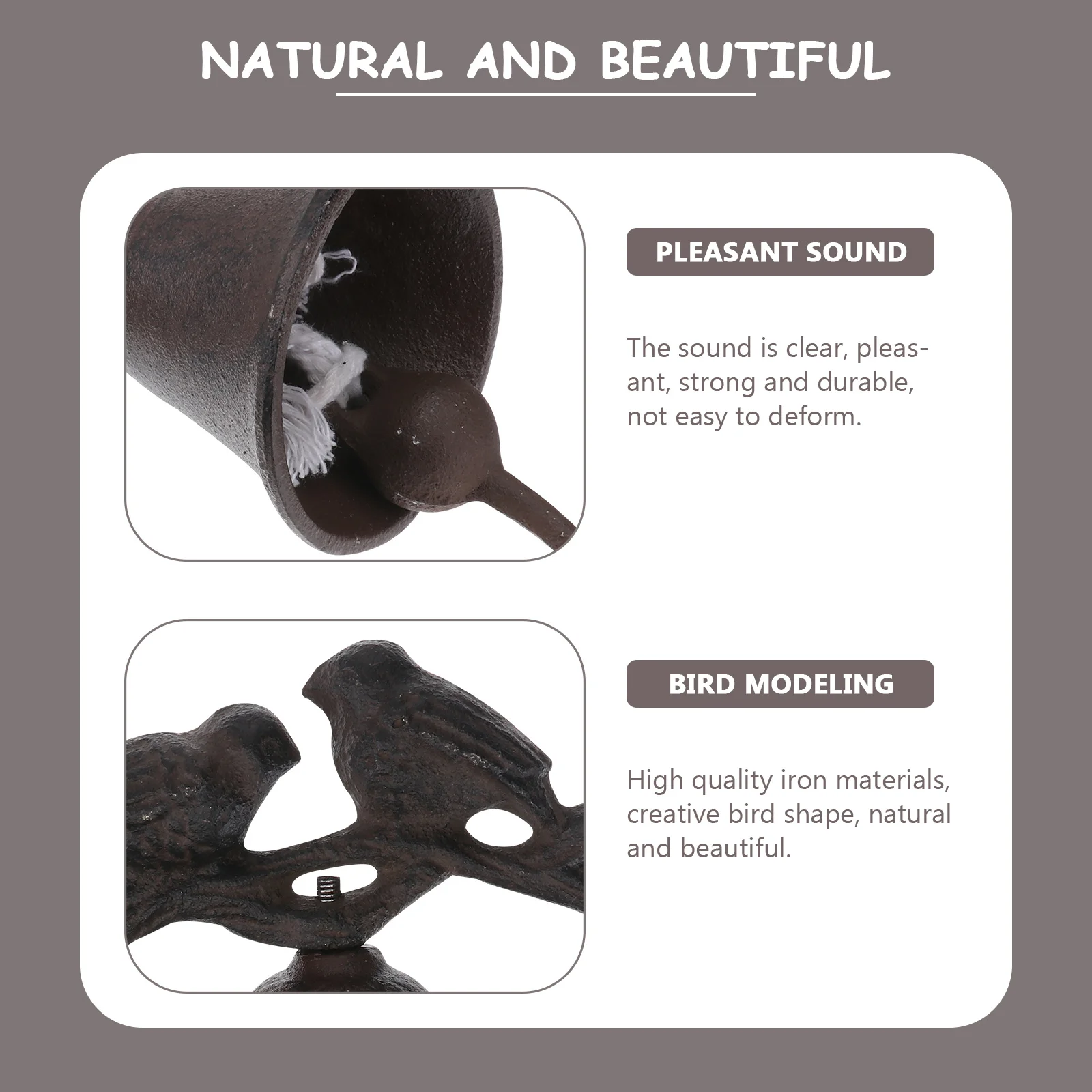 

1Pcs Retro Iron Door Bell Style Hanging Bell for Outdoor Indoor Decoration Courtyard Villa Cafe Entrance Wall Mounted