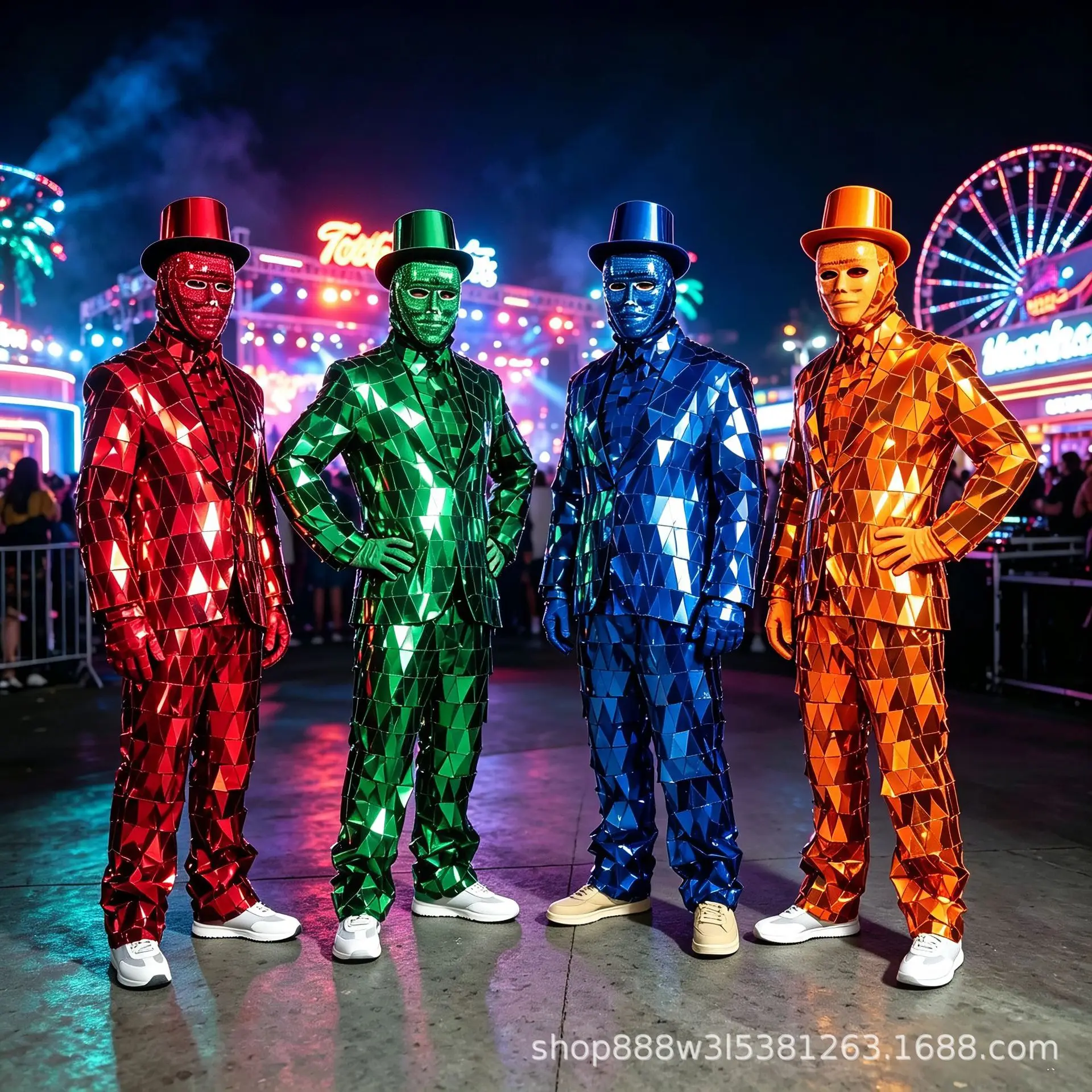 Shiny Metallic Mirror Suit Nightclub Bar DJ Popping Dancer Stage Performance Costume Men Halloween Cosplay Party Outfit