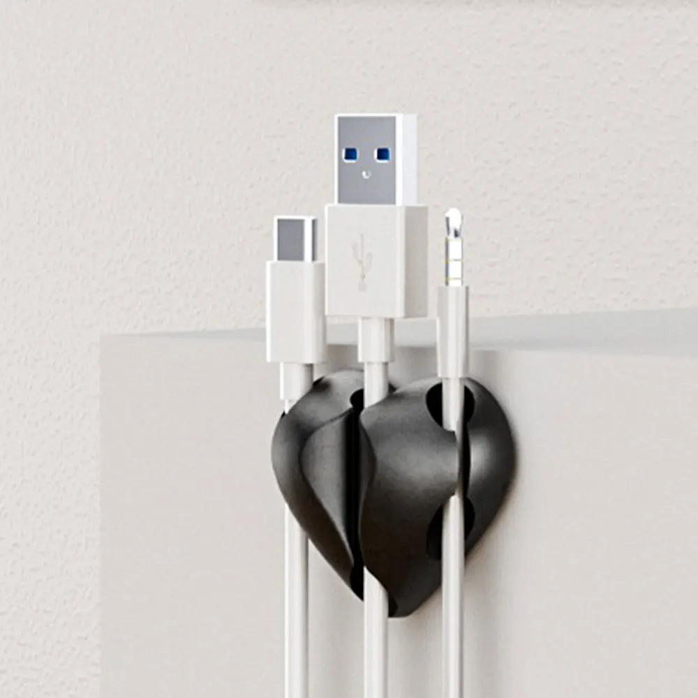 4 قطعة على شكل قلب كابل صغير اللفاف المنظم USB كابل شحن كليب مكتب مرتب حامل مُنظِم حماة في المنزل مكتب سيارة #4