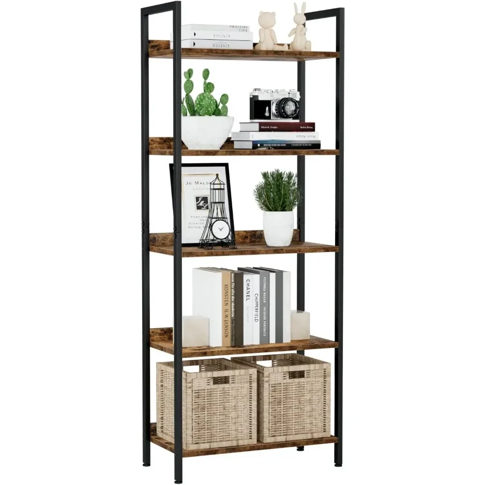 

Bookshelf, 5 Tier Bookshelves, Home Office Bookcase Shelf Storage Organizer, Free Standing Storage Shelving Unit for Bedroom