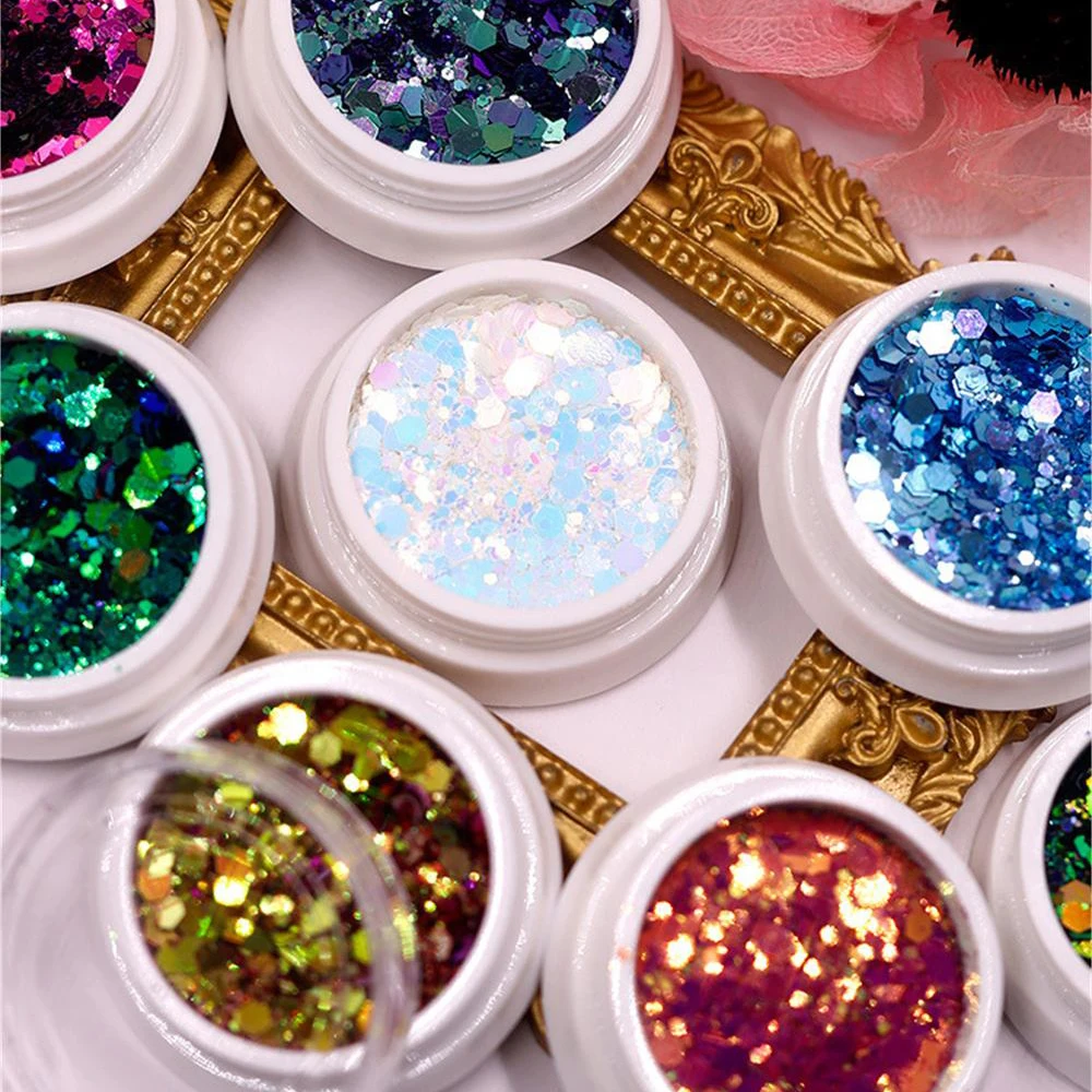 Iriserende Vlokken Goud Roze Witte Vlokken Plakjes Chroom Pigment Stof Nagel Poeder Glitter Pailletten Nail Art Decoratie Manicures