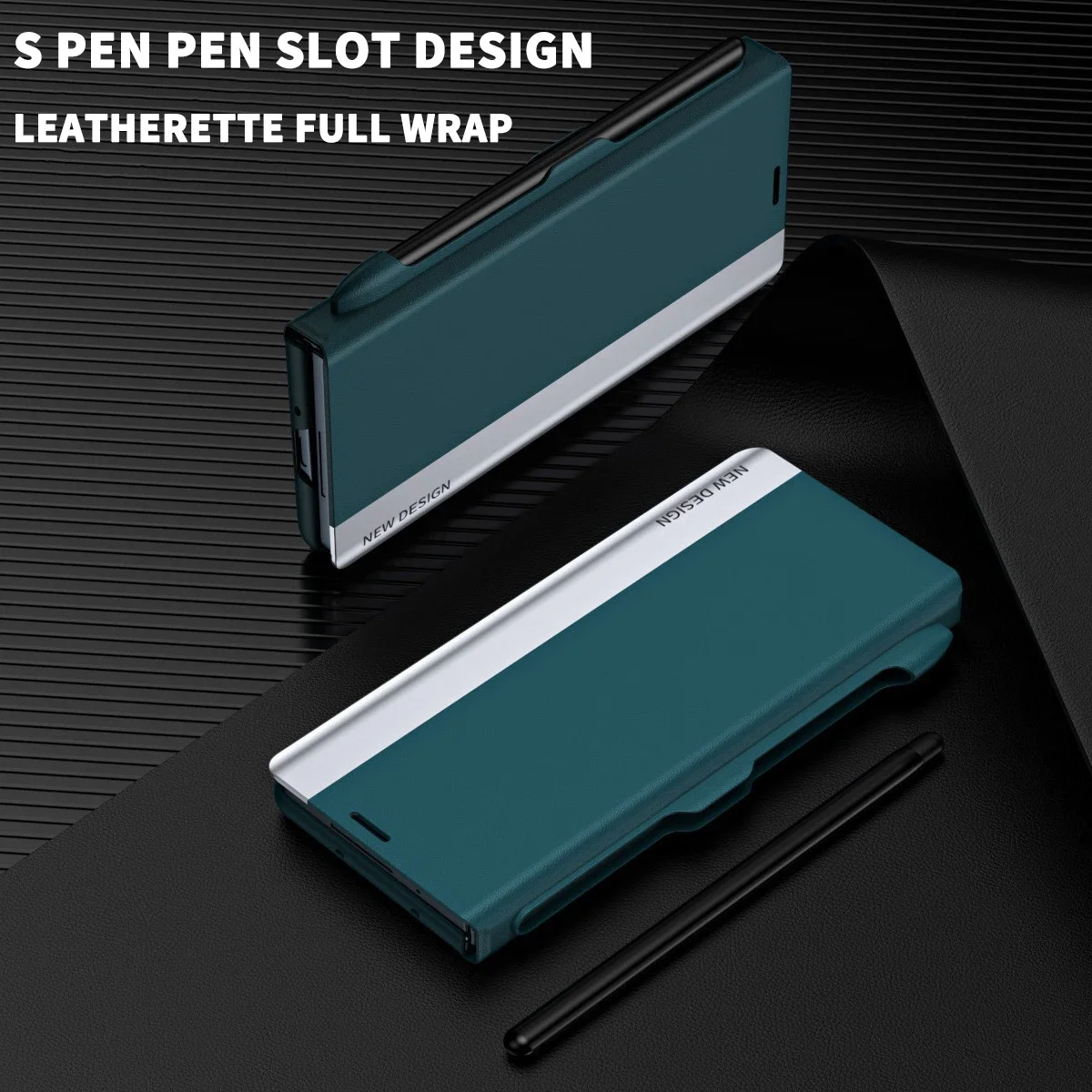 Funda de cuero con solapa magnética para Samsung Galaxy Z Fold 5, 4, 3, 5G, ranura para bolígrafo, S Pen, Z Fold5, Fold4, Fold3