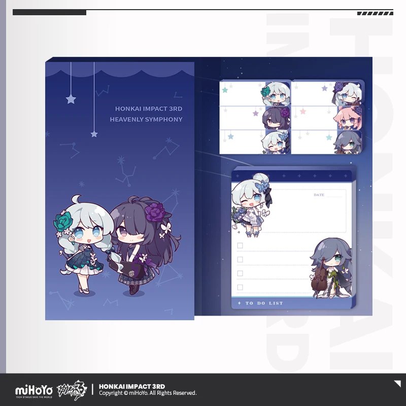 2024 Anime Honkai Impact 3 Holy Night Symphonic Poem Series Q Version Note Sticker Book Memo Pad Sticky Note Cartoon Gift MiHoYo