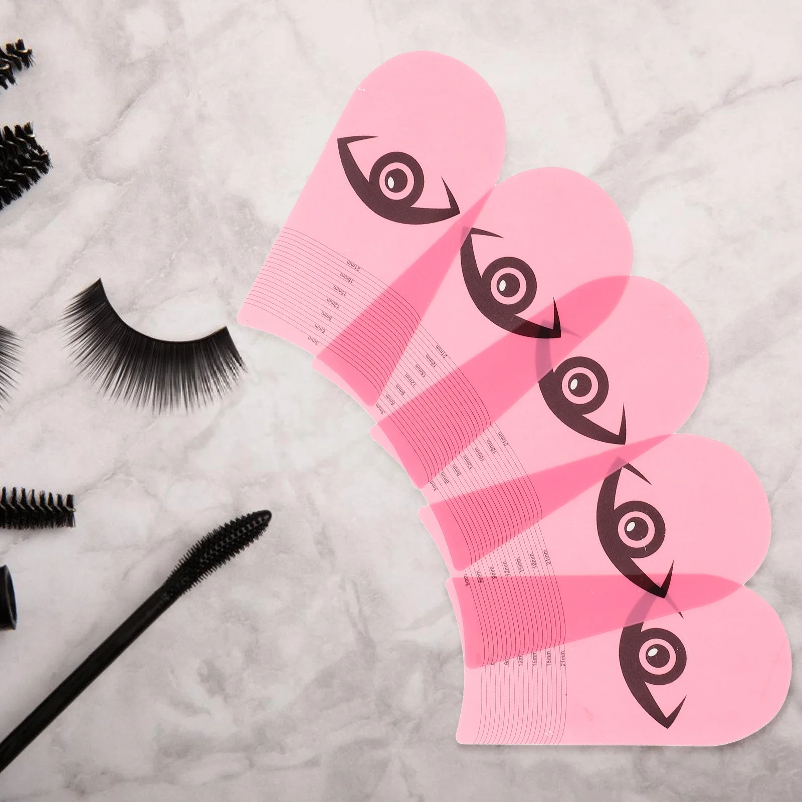 

5Pcs Eyelash Measuring Rulers Lash Extension Measuring Tools Plastic Lash Stencil for Accurate Eyelashes Length Curling Degree