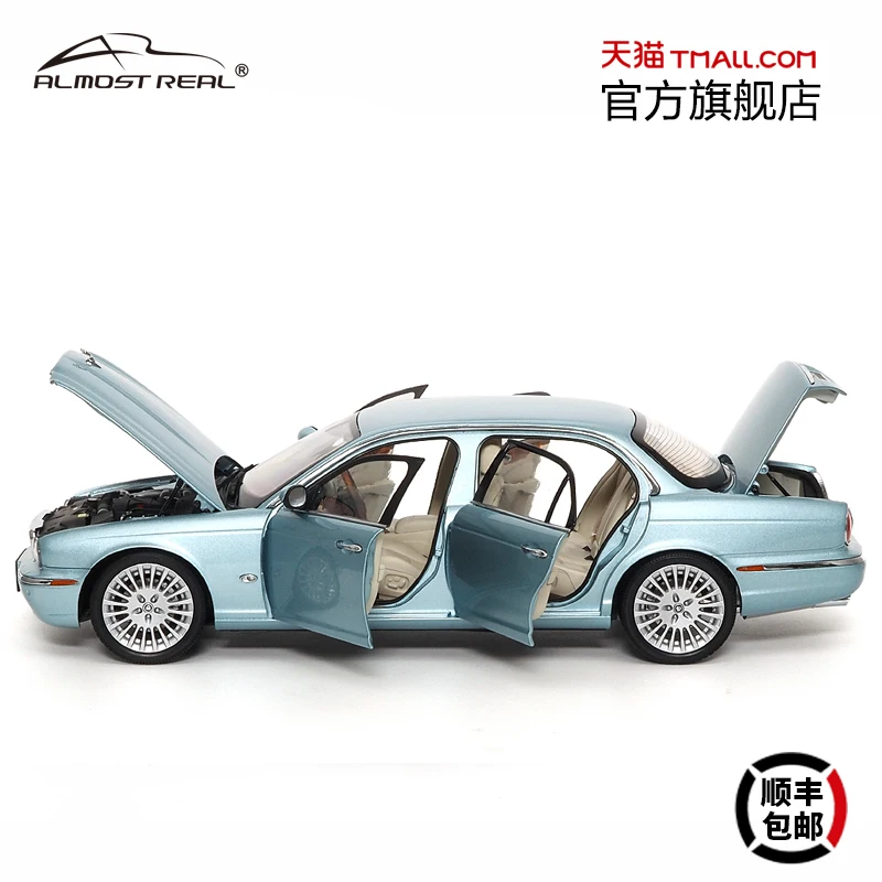 1:18 alloy full open Jaguar XJ6 (X350) model blue and silver,alloy compression shaft miniature simulation model,adult decoration