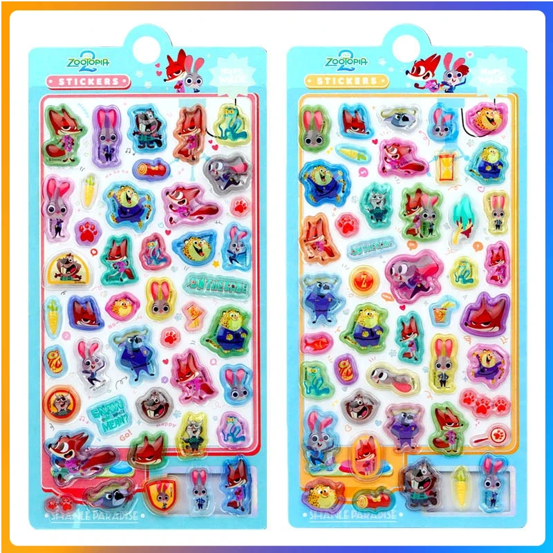 

2 шт. милые японские 3D-кристаллические наклейки Zotopia для украшения чехлов для телефонов, милые канцелярские товары для студентов, наклейки для блокнотов, подарок