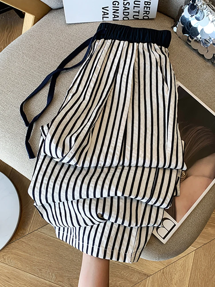 

Summer Thin Color Blo Wide Leg Pants Women's Loose Elastic Waist Casual Long Trousers Trendy Commute Sle High Waist