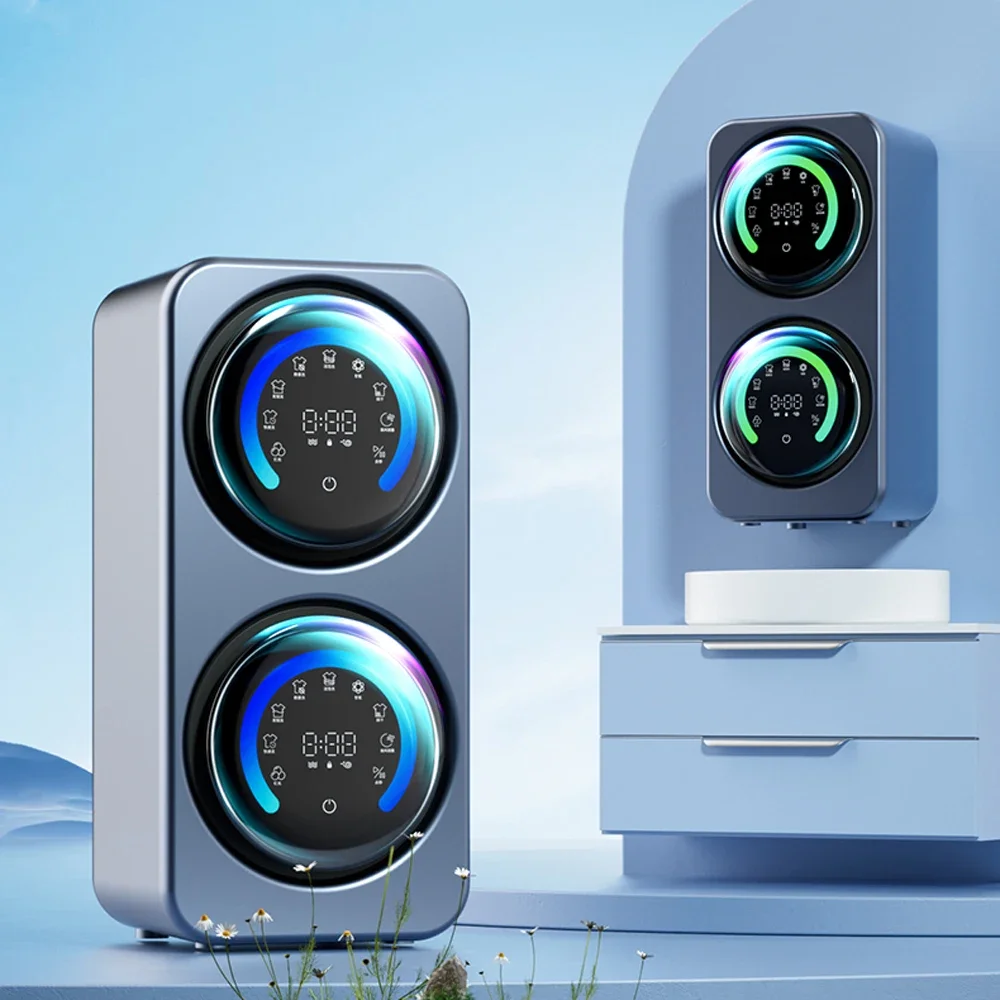 

Automatic Double Drum Underwear Mini Washing Machine Washing and Drying Integrated Small Underwear and Sock Washing Machine