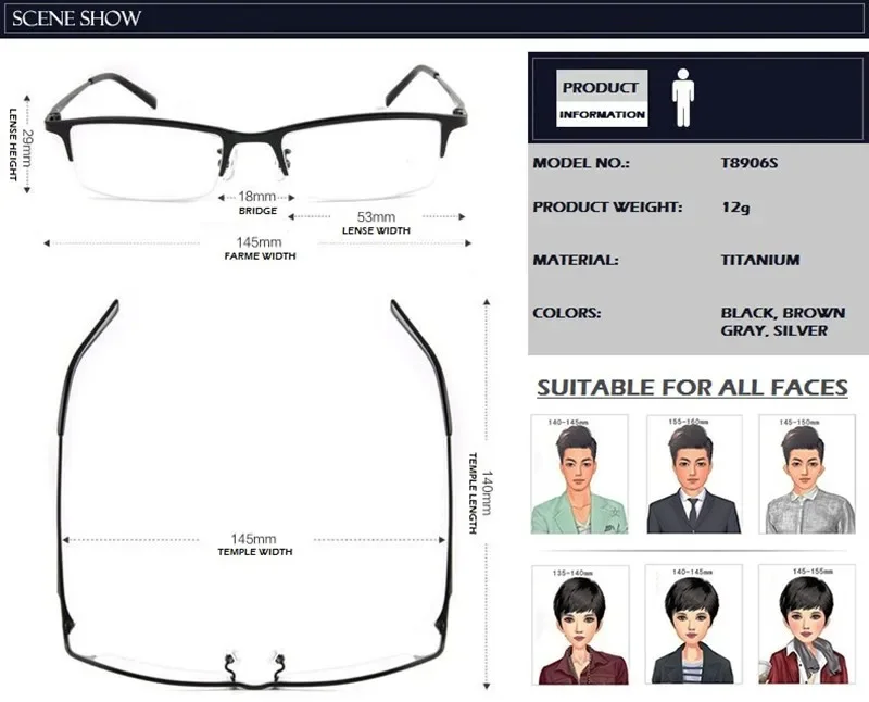 Chashma Titanium Eyeglass Ultra Light Weight Frames Optical Frame Glasses for Men Half Rim Eyeglasses