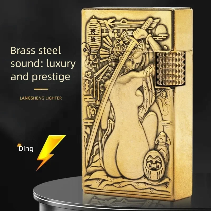 

ROWENTA латунная рельефная керосиновая зажигалка из хрустящей стали звук ветрозащитный персонализированный инструмент для освещения сигарет классический мужской подарок