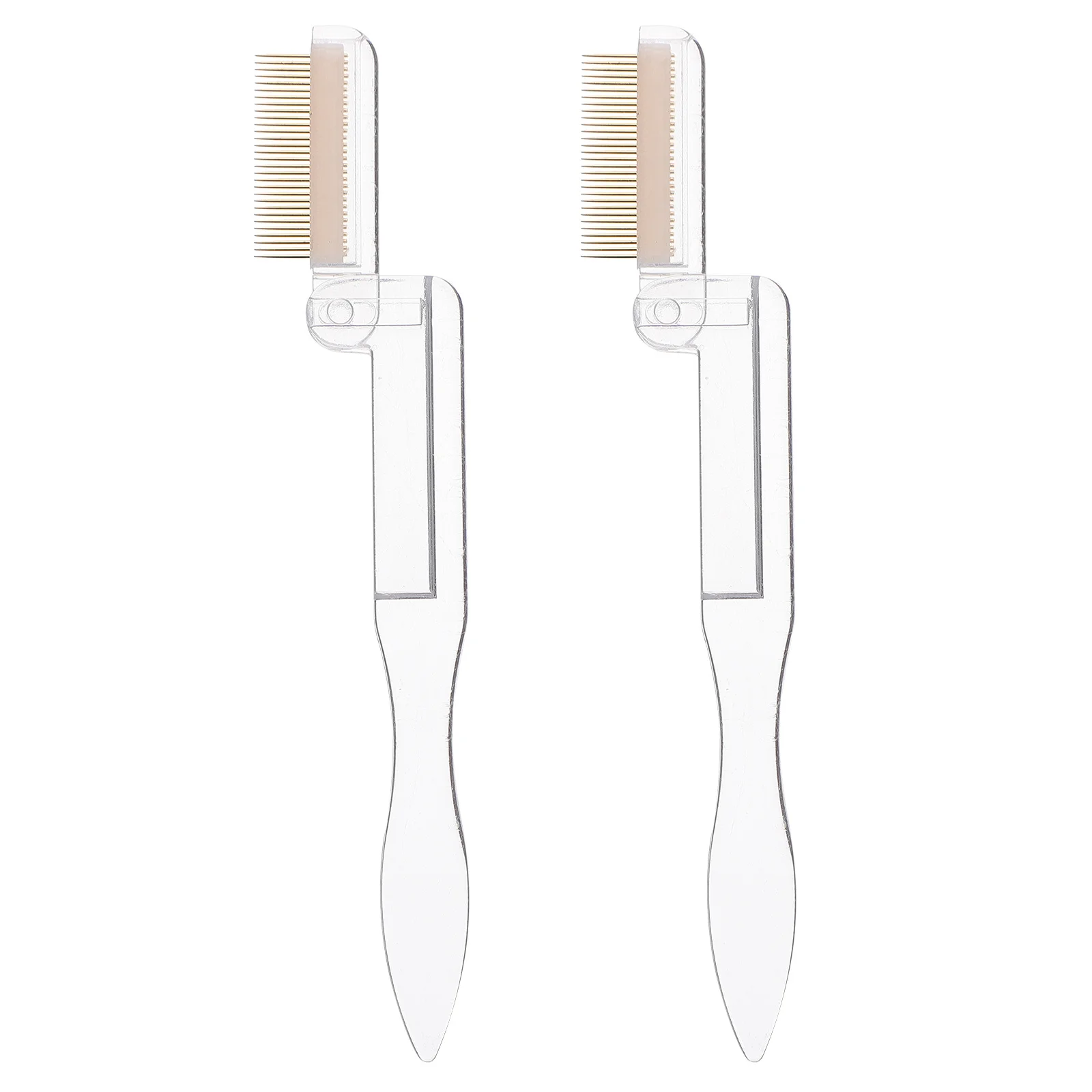 2 قطعة مشط الحاجب القابل للطي رمش مشط أداة ماكياج معدنية لرموش الحواجب المحمولة تصميم قابل للطي استخدام السفر #2