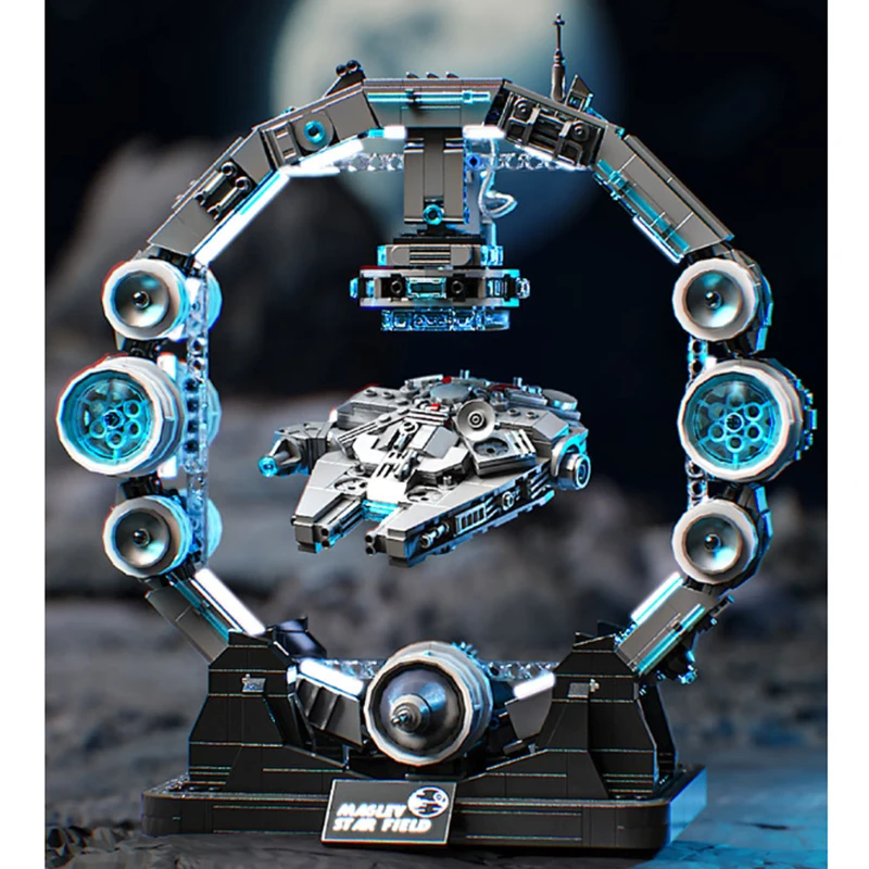 1196 قطعة حرب الفضاء المستقبل سفينة الفضاء المغناطيسي اللبنات أطقم منمذجة مع أضواء لعبة تعليمية تجميعها الطوب هدية للأطفال #3