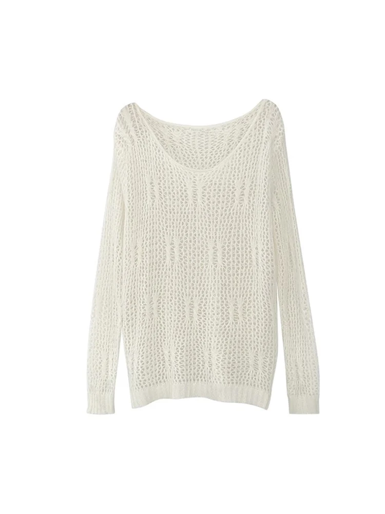 

Вязаный топ для похудения Me, женский летний новый свободный ленивый модный вязаный топ, модный длинный све, круглый пуловер Ne, цвет