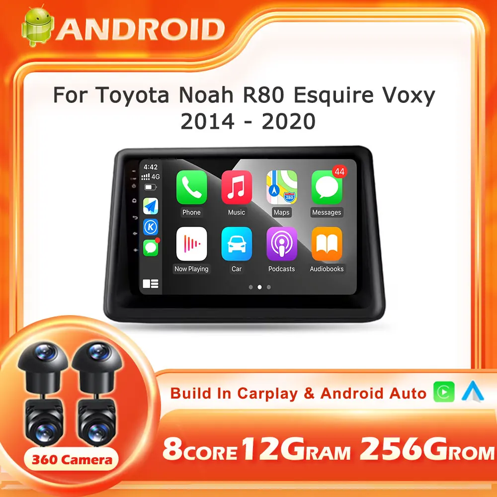 Android 14 Car Radio Auto For Toyota Noah R80 Esquire Voxy 2014-2020 GPS Multimedia Player Stereo CarPlay Head Unit Screen Tools