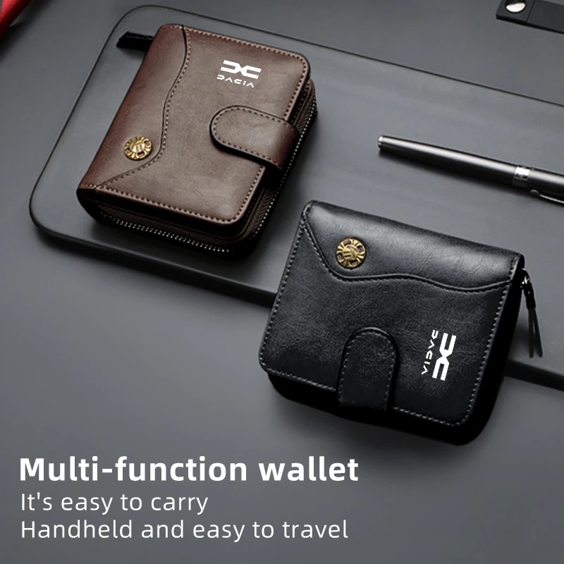 Credit Card Holder Men Wallet Driver License Leather Purse Gift For Dacia Duster Logan Sandero Lodgy MCV Sandero Stepway Spring