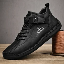 Plus Size 48 Men Leather Casual Shoes Outdoor High Top Sneakers Man Breathable Leather Shoes Men Ankle Boots Zapatillas Hombre