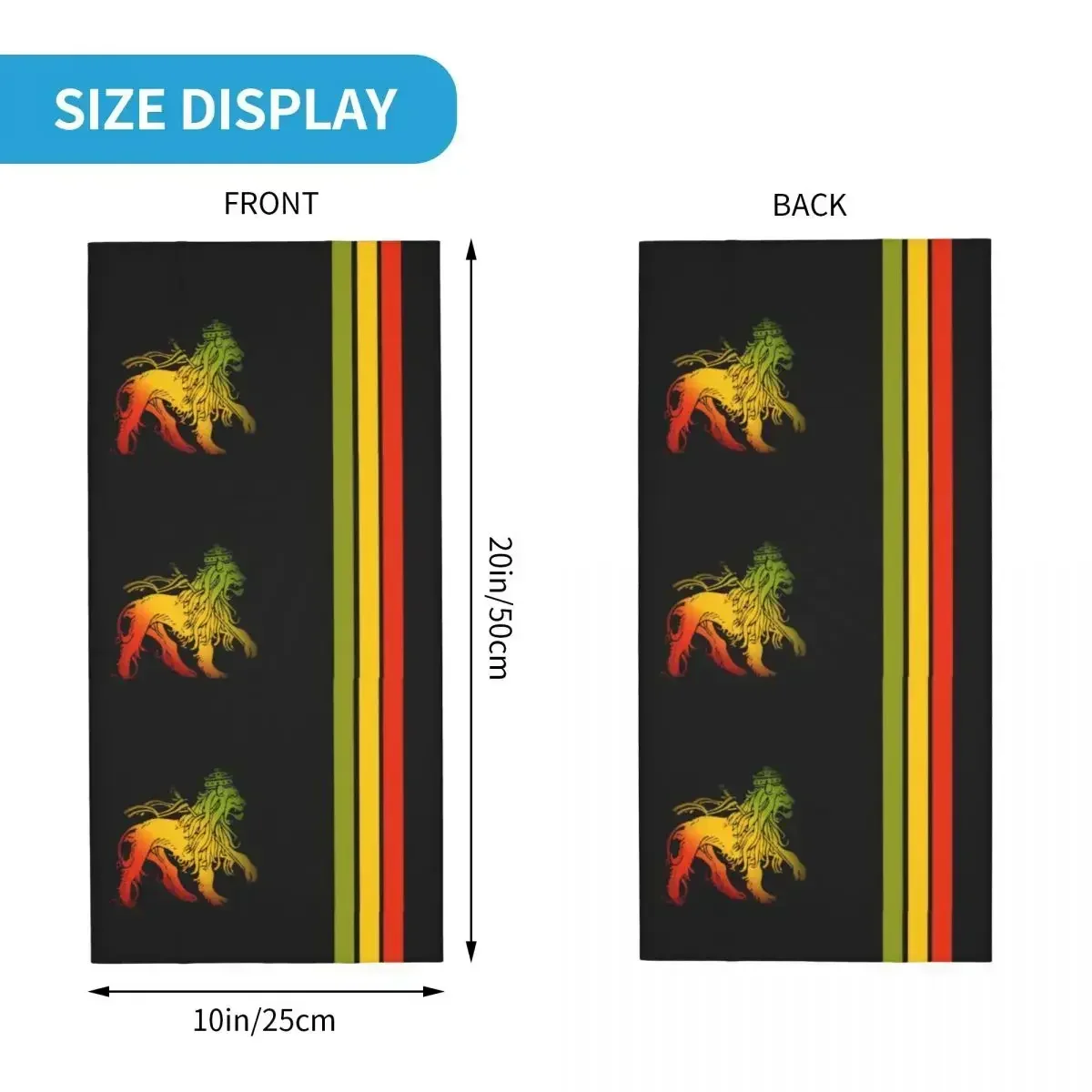 Rasta Lion Stripe Bandana Neck Cover Reggae Jamaican Jamaica Proud Wrap Scarf Cycling Scarf Hiking for Men Women Adult Windproof