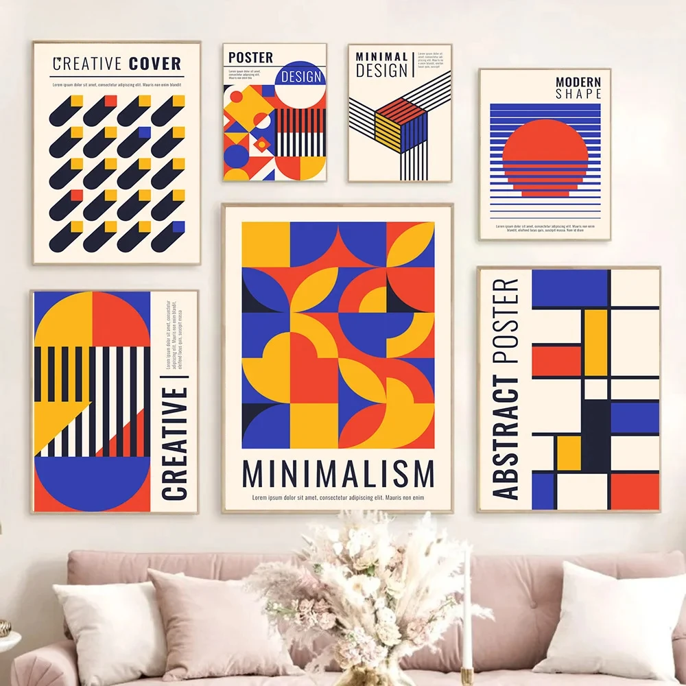 

Bauhaus Exhibition Unique Geometric Posters Minimalist Canvas Painting Abstract Wall Art Prints Living Room Murals Home Decor