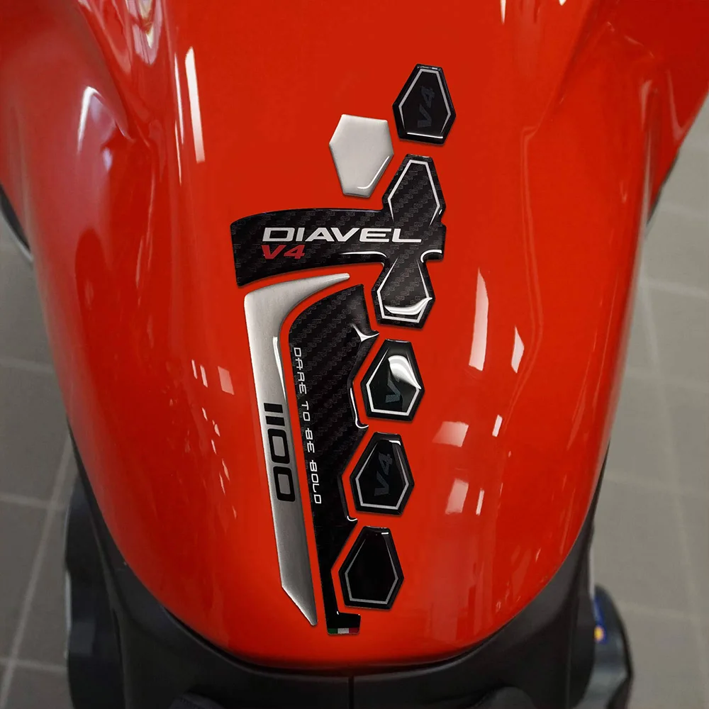 For Ducati Diavel V4 2023- Motorcycle Accessories Tank Pad Protector 3D Epoxy Resin Sticker Kit