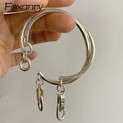 Foxanry Silver Color Hook Chain Bracelet For Women Couples Vintage Minimalist Classic Fashion Anniversary Jewelry Gift Wholesale