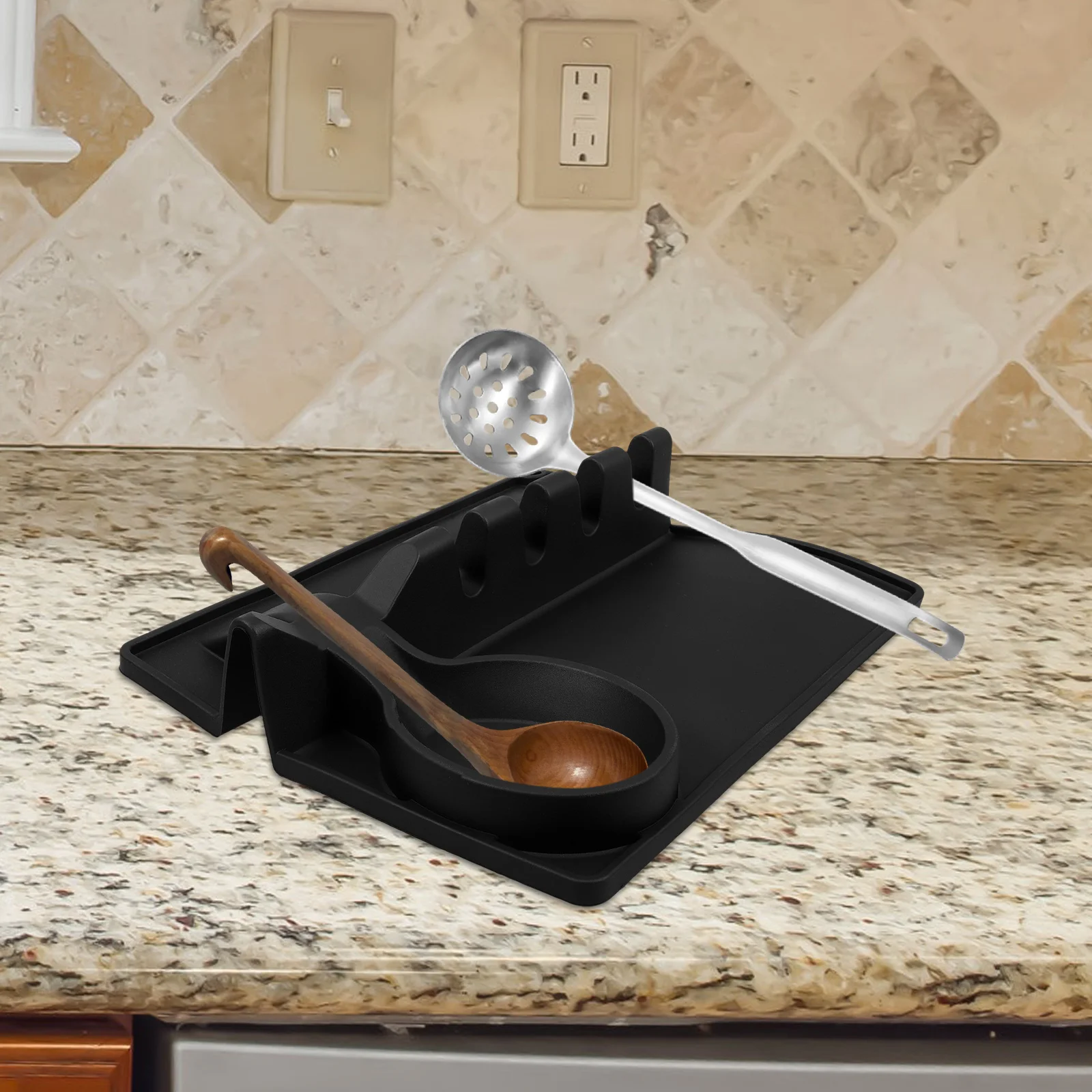 

Spatula Rack Kitchen Utensils Rest Spoon Holder for Spoons Counter Silica Gel Small Cutlery