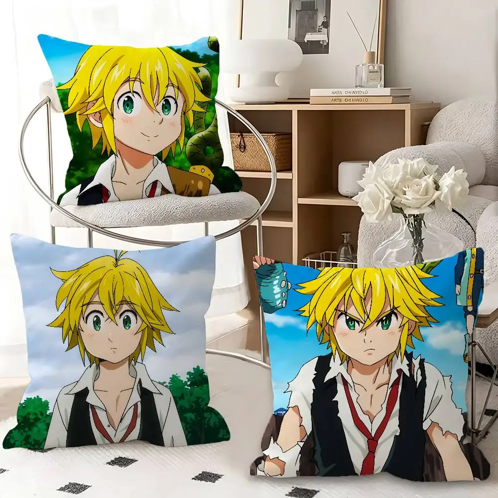 1pc Meliodas Anime Cartoon Characters Pillow Case Fashion Square Pillowcase Bedroom Sofa Room Ins Decoration Leisure