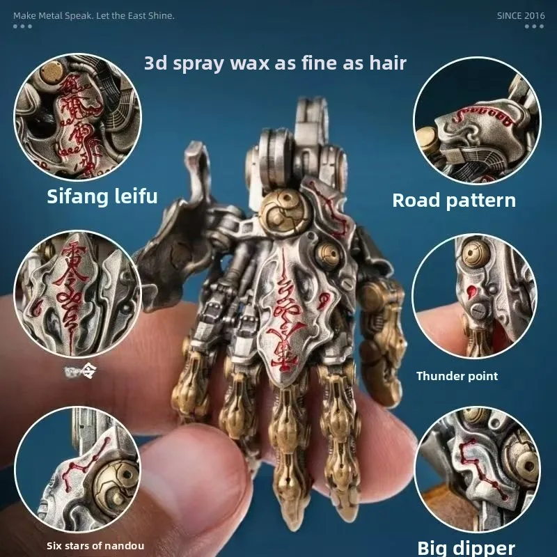 Mechanical Hand Pendant Multifunctional Keychain Necklace Stress Relief Desktop Ornament High-end Retro Daily Decor Accessories