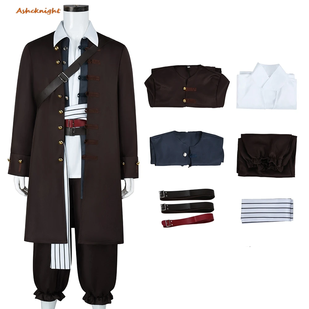 

Movie Caribbean Pirates Cosplay Jack Top Pants Coat Clothes Men Party Disguise Roleplay Outfits Suit Halloween Costume Carnival