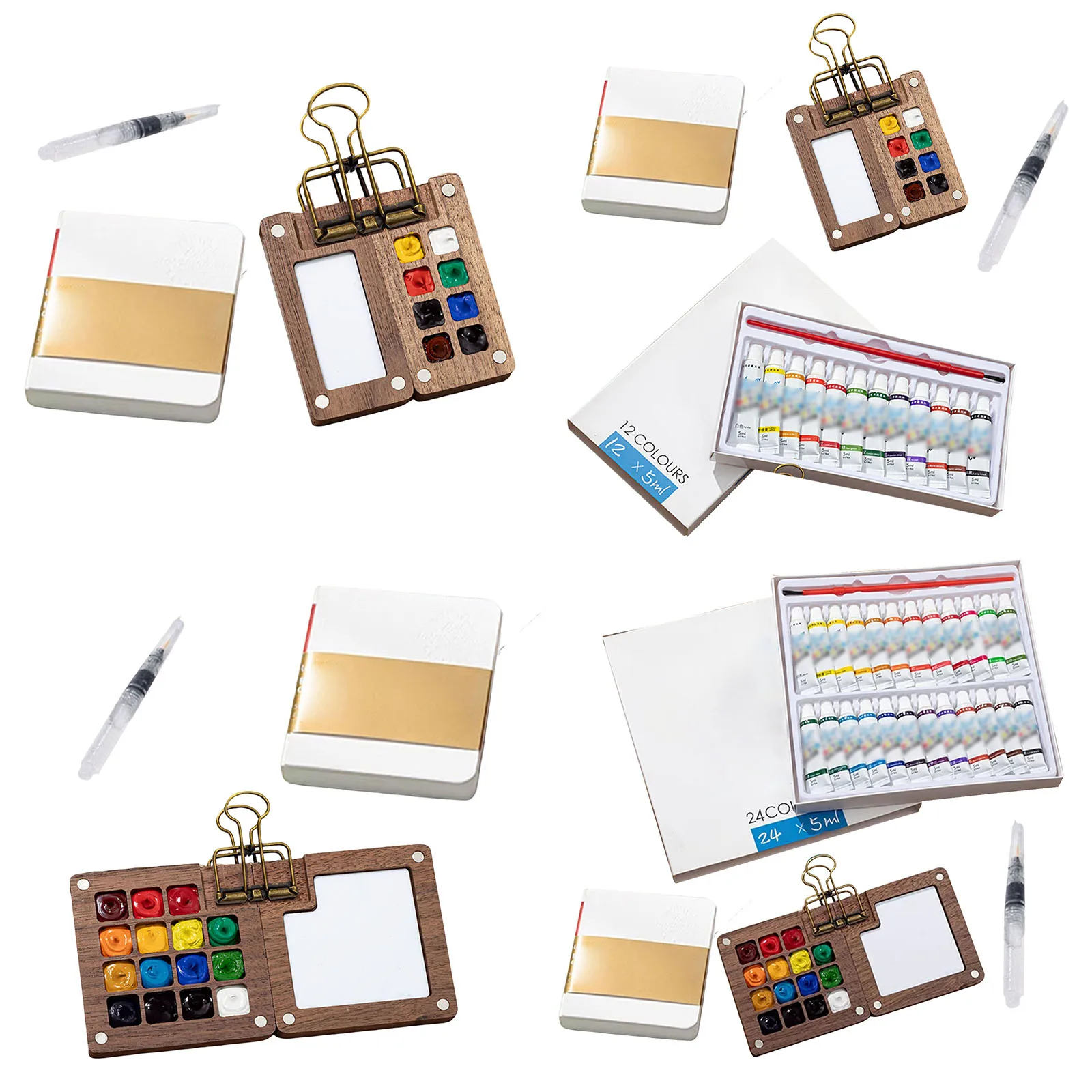 

Набор акварельных красок с кистью и альбомом для рисования, дорожный набор акварельных красок, карманный дорожный набор красок для художника, студента-початковщика