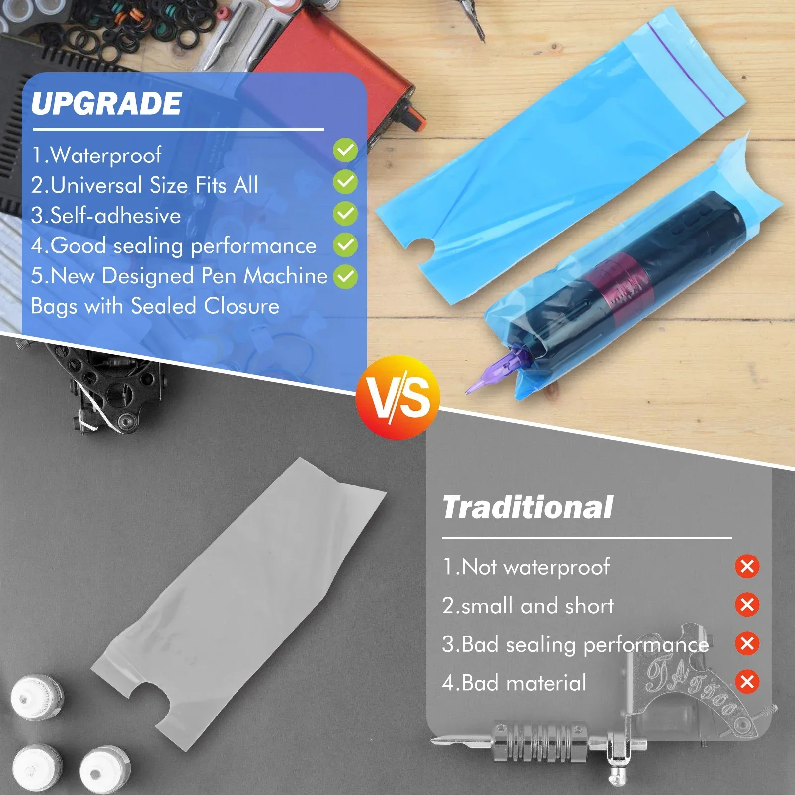 Tattoo Pen Covers Disposable Sleeves Machine Covers Large Size Fits Most Rotary Machines Durable Plastic Protection