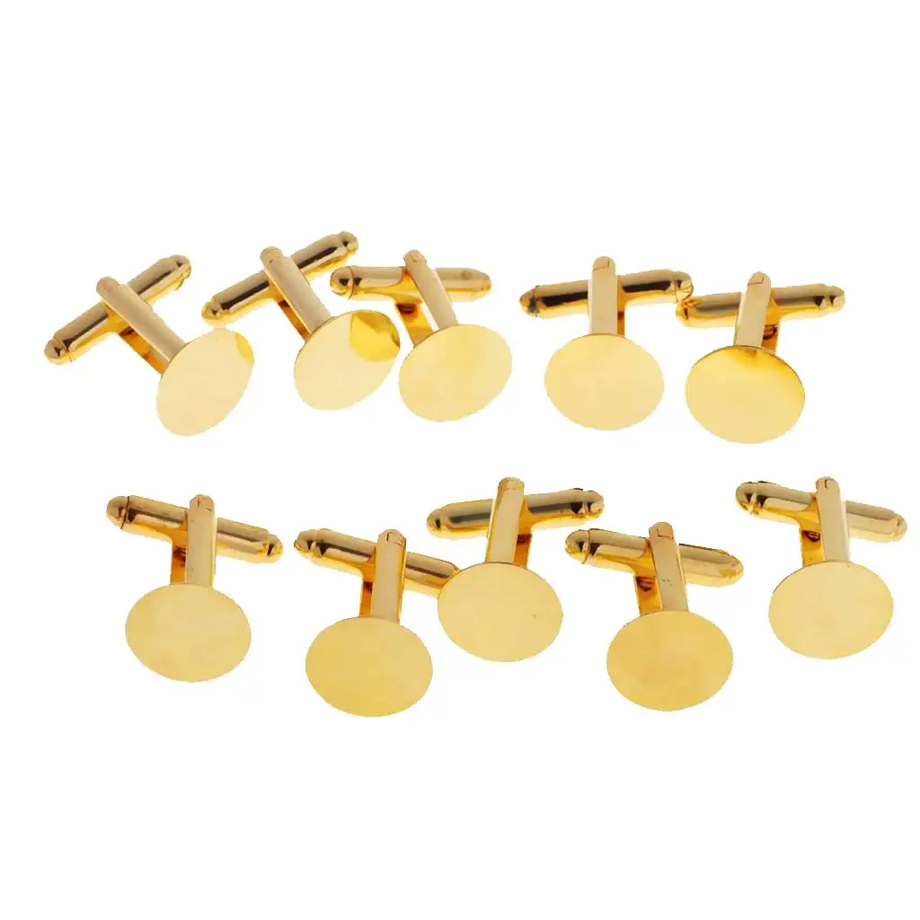 Abotoaduras de Ouro e Prata para Homem, Link Base, Descobertas Jóias, 10 unid, 15mm