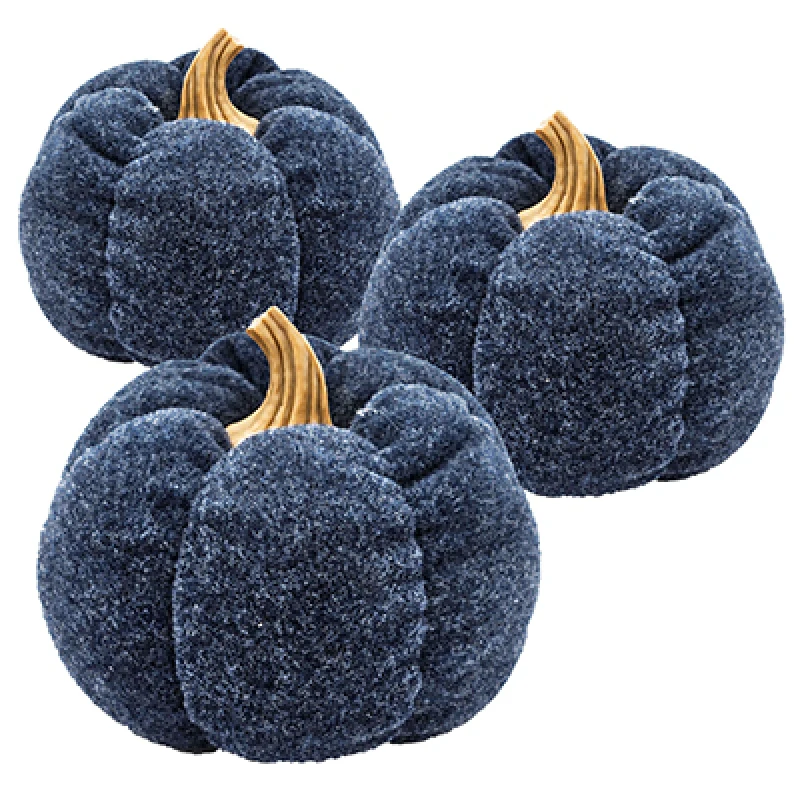 Set di 3, zucca blu scuro 7,5x7,5x5,7, decorazione ornamentale di zucca per il festival del raccolto festivo, festival autunnale e del Ringraziamento