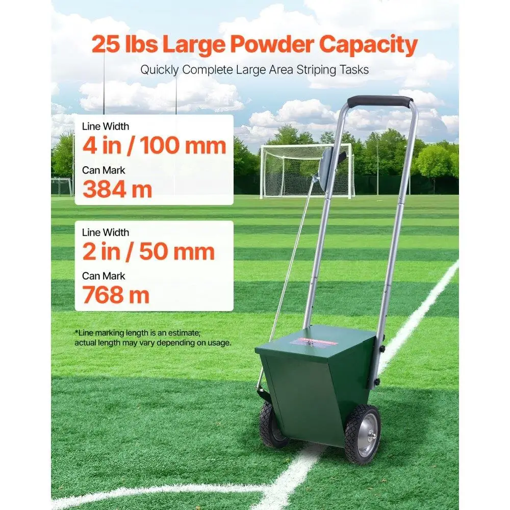 Heavy Duty Steel Dry Line Marker 25 lbs 2 or 4 in Lines 2 Wheel Chalker