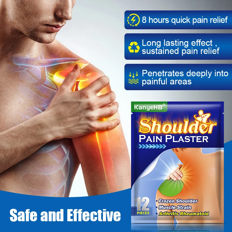 12Pcs=1Bag Shoulder Pain Relief Patch Self-heating Neck Plaster Chinese Herbal Medical Joint Arthritic Pain Relief Sticker W014